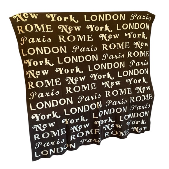 BARNES & NOBLE Chocolate & Cream International City Retro Font Cotton Blanket - Picture 3 of 11